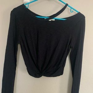 Knotted Assymetric Crop Long Sleeve